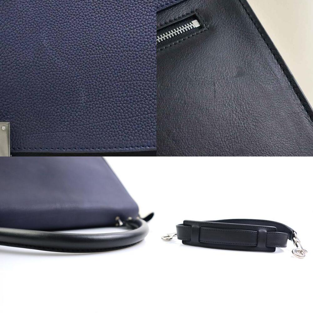 Celine Trapeze Leather Shoulder Bag Navy Blue Black Ivory White - Picture 4 of 4